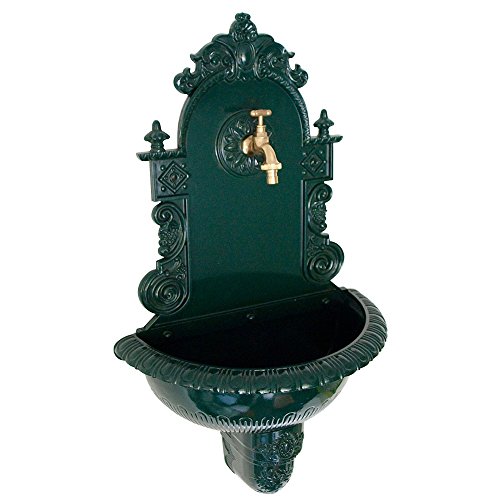 Wandbrunnen Tirol Antik-Look dunkelgrün Aluguss