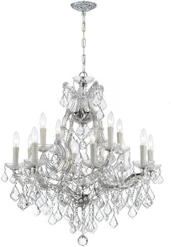 Maria Theresa 13 Light Hand Cut Crystal Polished Chrome Chandelier