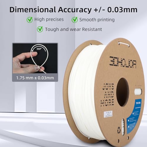 Image of 3DHojor TPU Filament 1.75mm TUP95A 3D Printer Filament Flexible Soft 3D Filament 1KG*2 White Bundle fit Most FDM 3D Printers Dimensional Accuracy + /- 0.03 mm-White
