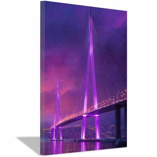 Impression sur Toile pont paysage nature violet 40x60cm