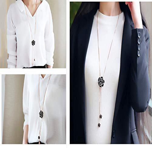 Cathercing Rhinestone Black Rose Pendant Long Necklace for Women Sweater Chain Statement Necklace Choker Adjustable Elegant Jewelry Crystal Accessories Dressy Collocation Winter Evening Party Wedding 6 Cathercing Rhinestone Black Rose Pendant Long Necklace for Women Sweater Chain Statement Necklace Choker Adjustable Elegant Jewelry Crystal Accessories Dressy Collocation Winter Evening Party Wedding