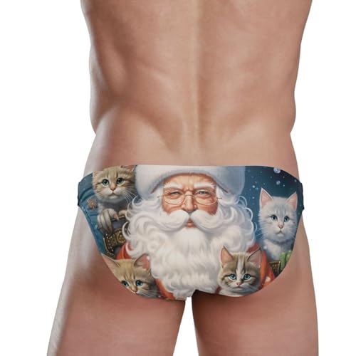 Men's Christmas Santa Claus Cat Swim Briefs Bikini Swimsuit S 202a01884