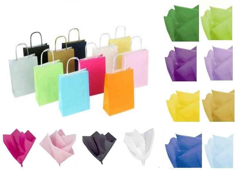 x 10 LUXURY PAPER GIFT BAGS WITH MATCHING TISSUE PAPER - CHRISTMAS/BIRTHDAY/PARTY BAG - (Mix) — image 1