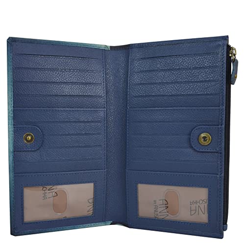 Anna by Anuschka Women Hand Painted Leather Bi-Fold Snap Wallet-Dreamy Blossoms3