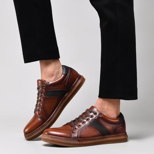 Image of Arkbird Casual Sneakers, Breathable Lace-Up Leather Walking Shoes Comfortable Fashion Sneakers for Men Daily Work