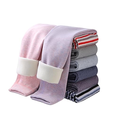 Girls Winter Leggings Thick Cotton Fleece Lined Girls Pants Warm Stretchy Thermal Tights Pants 2 Pack