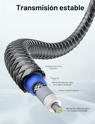 Cable de audio RCA chapado en oro para subwoofer y cine en casa con conector coaxial de 5M 6
