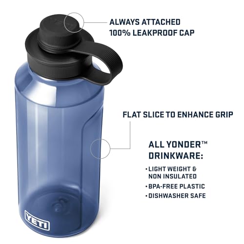 Image of YETI Yonder Water Bottle with Yonder Tether Cap, Lightweight, Leakproof and BPA-Free