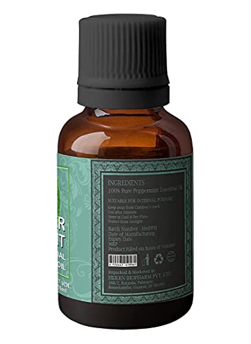 Image of Heilen Biopharm Food Grade Edible Peppermint Essential Oil - 15 mL Bottle Pack of 1, For Skin & Hair Care, Insect Repellent, Aromatheraphy (Mentha Piperita)