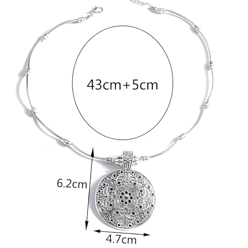 Juego de collar de filigrana y pendientes vintage con cadena de 43 cm chapada en plata 2