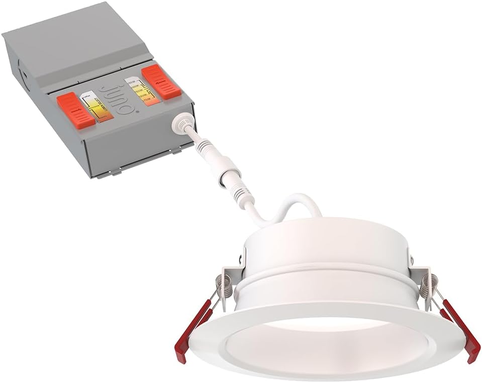 Canless LED Wafer Light, Round Wafer Downlight, 5-in-1 Switchable White Color Temperature, Adjustable Brightness, Deep Regressed Smooth Trim, 4-Inch, White (WF4 Dreg SM ALO19 SWW5 90CRI MW M6)