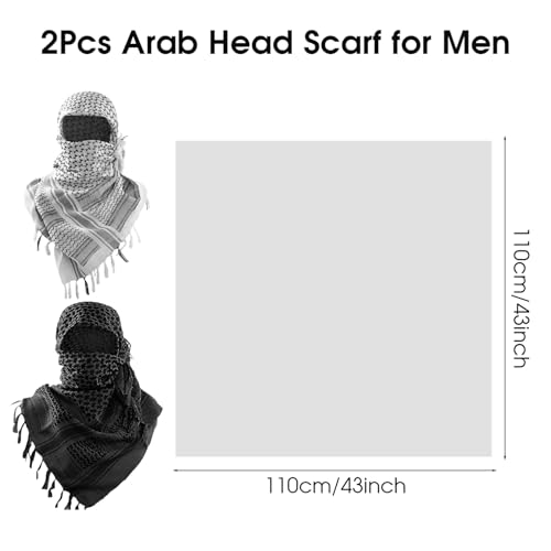 Keffiyeh árabe de algodón con borlas pack de 2 pañuelos para cabeza 4