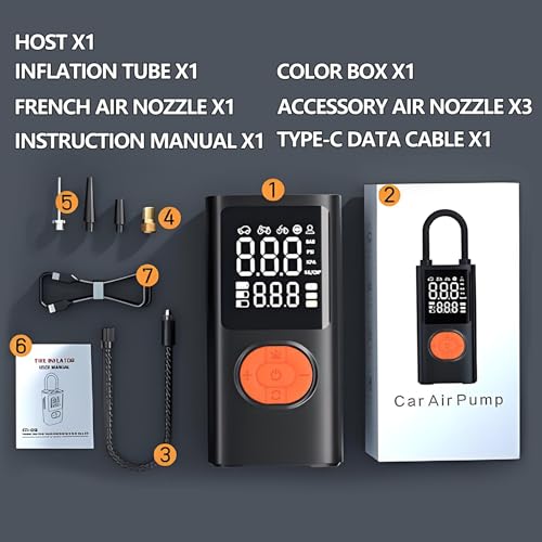 Pompe à air pour pneus de voiture compacte avec écran numérique haute précision - 6