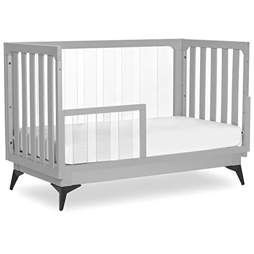 Image of Evolur Acrylic Millennium 4 in 1 Convertible Crib Toddler Rail I Easily Coverts to Toddler Bed & I Acrylic Slats, Pebble Grey (702AC-PG)