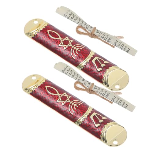 2Sets Beautiful Metal Mezuzah with Kosher Scroll Elegant Jewish Door Blessing Decor for Home of Artistic Design Unique Jewish Symbol for Housewarming