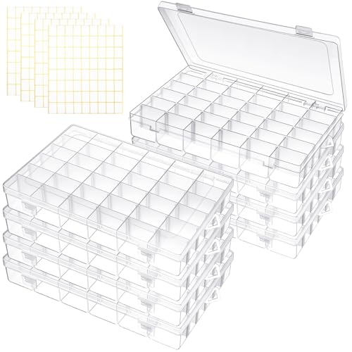 Image of Leelosp 8 Pack 36 Grids Clear Plastic Organizer Storage Box with Adjustable Dividers Small Crafts Organizers Bead Storage Compartment Container for Jewelry Fishing Tackle Nail Parts