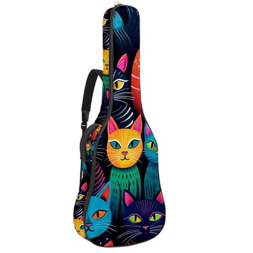Étui pour guitare acoustique multicolore avec imprimé chat original