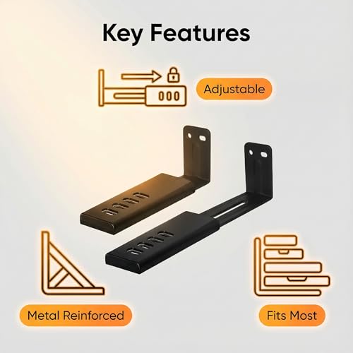 Depth Adjustabl Soundbar Wall Mount Bracket ,Soundbar Shelf Under TV, Black - image 4