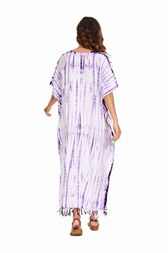 Image of Beautybatik Women Hippie Tie Dye Caftan Kaftan Loungewear Maxi Plus Size Long Dress XL to 4X