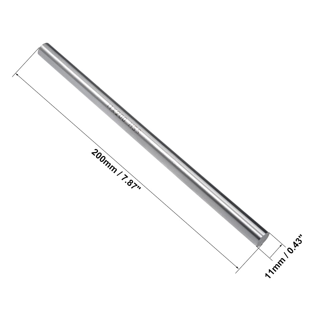 sourcing map Outil de Tournage HSS Rond Acier Tige 11mm Barre 200mm Longueur pour Arbre Engrenage Percage Outil de Tour Alésage Machine Tournant Miniature Essieu Cylindrique