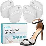 KTSAY Metatarsal Pads Women, Gel Ball of Foot Cushions for Pain Relief in Shoes, Non-Slip Heel Inserts, One Size Fits All (Clear, 2 Pair(Pack of 1))
