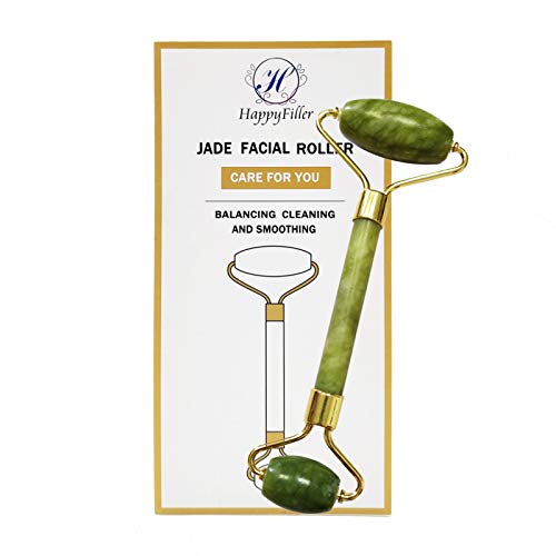 Green Jade Roller for Face Facial,Natural Jade Stone Set Beauty Skin Massager Tools for Skin Care,Wrinkles,Eye Puffiness