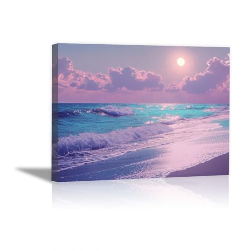 Impression Decoration Murale Moderne Violet Tableaux Nature Pleine Lune