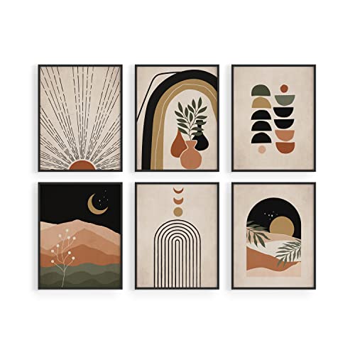 HAUS AND HUES Lot de 6 impressions murales bohème modernes du milieu du siècle - Décoration murale bohème pour décoration murale bohème (28 x 35,6 cm, sans cadre) Cover