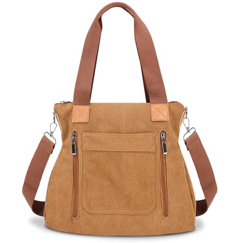 Bolsa de Lona Feminina(35 * 32cm), Bolsas Femininas, Bolsa de Ombro Feminina, Bolsas Multibolsos Vintage, Bolsa Leve para Uso Diário Bolsas Femininas