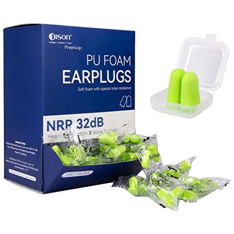 200Pairs Foam Earplugs, 32dB Disposable Noise Reduction Ear Plugs, Hearing Protection Bulk Ear Plugs for Shooting Range, Work, Travel,Concert Green Cover