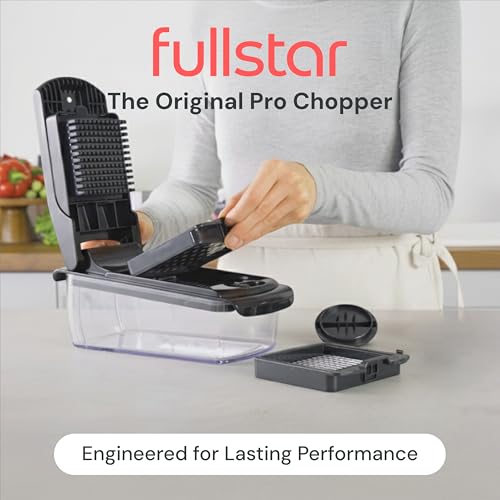 Fullstar Vegetable Chopper & Cutter - Slicer Dicer Spiralizer with Container for Food Veg Onion Cucumber Tomato Salad Potato French Fry - Kitchen Gadgets & Accessories (PRO 2-in-1, Black)
