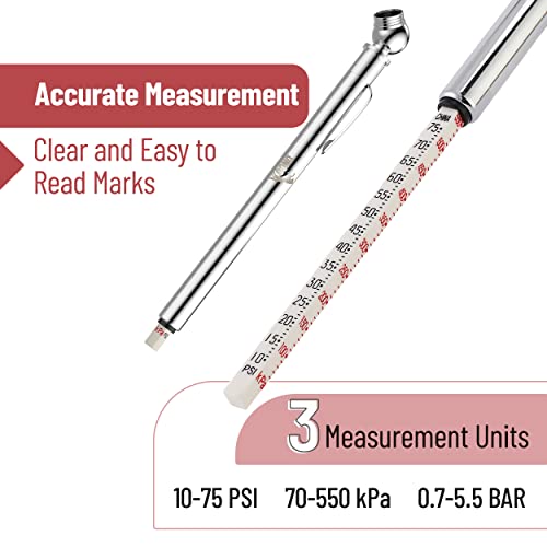 Image of UNCO- Pencil Tire Pressure Gauge, 3 Pack, 10-75 PSI, Pencil Air Pressure Gauge for Tires