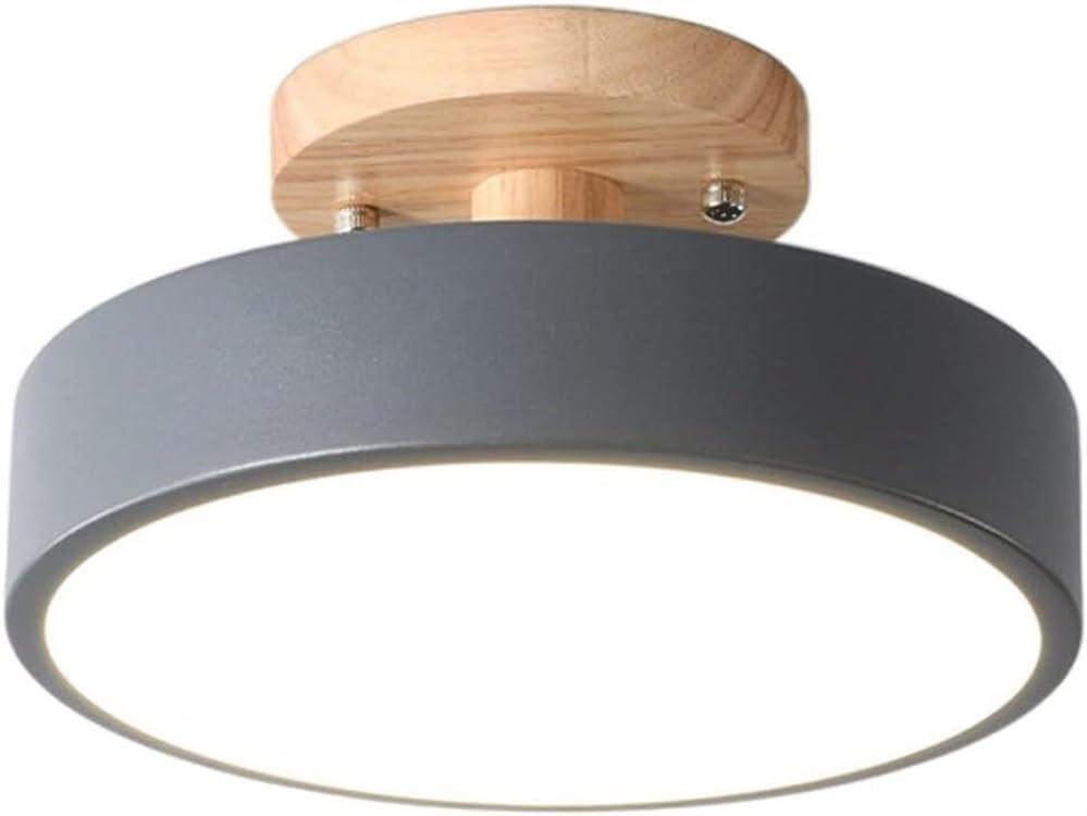 Plafonnier LED nordique en bois et métal pour éclairage chic de couloir