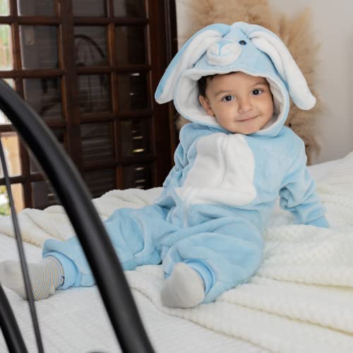 Macacão Pijama Kigurumi Fleece Soft Plush Infantil Quentinho (Azul Bebê, 6)