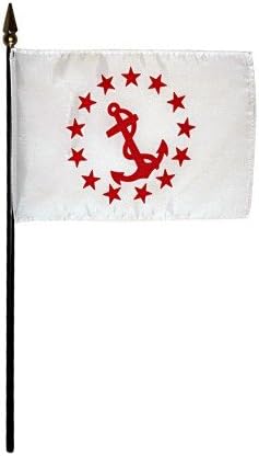 EMPIRE Back Commodore Navegación Yachting de mano de escritorio de mesa de poliéster bandera de 4 x 6 pulgadas en 10 pulgadas, bastón de plástico