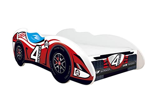 Topbeds Lit pour enfant design voiture matelas inclus 140 x 70 – F1 – 4Speed