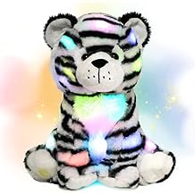 Hopearl LED Plush Tiger Lighting Up Stuffed Jungle Animal Floppy Toy Night Lights Glow in The Dark Birthday Festival for Toddlers Boys Girls, 11