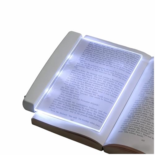 yayaboqu Book Light LED Flat Panel - Wireless Clip-On Eye-Care Page Light for Night Bed Reading No-Glare Portable Reading Lamp for Students Adults White