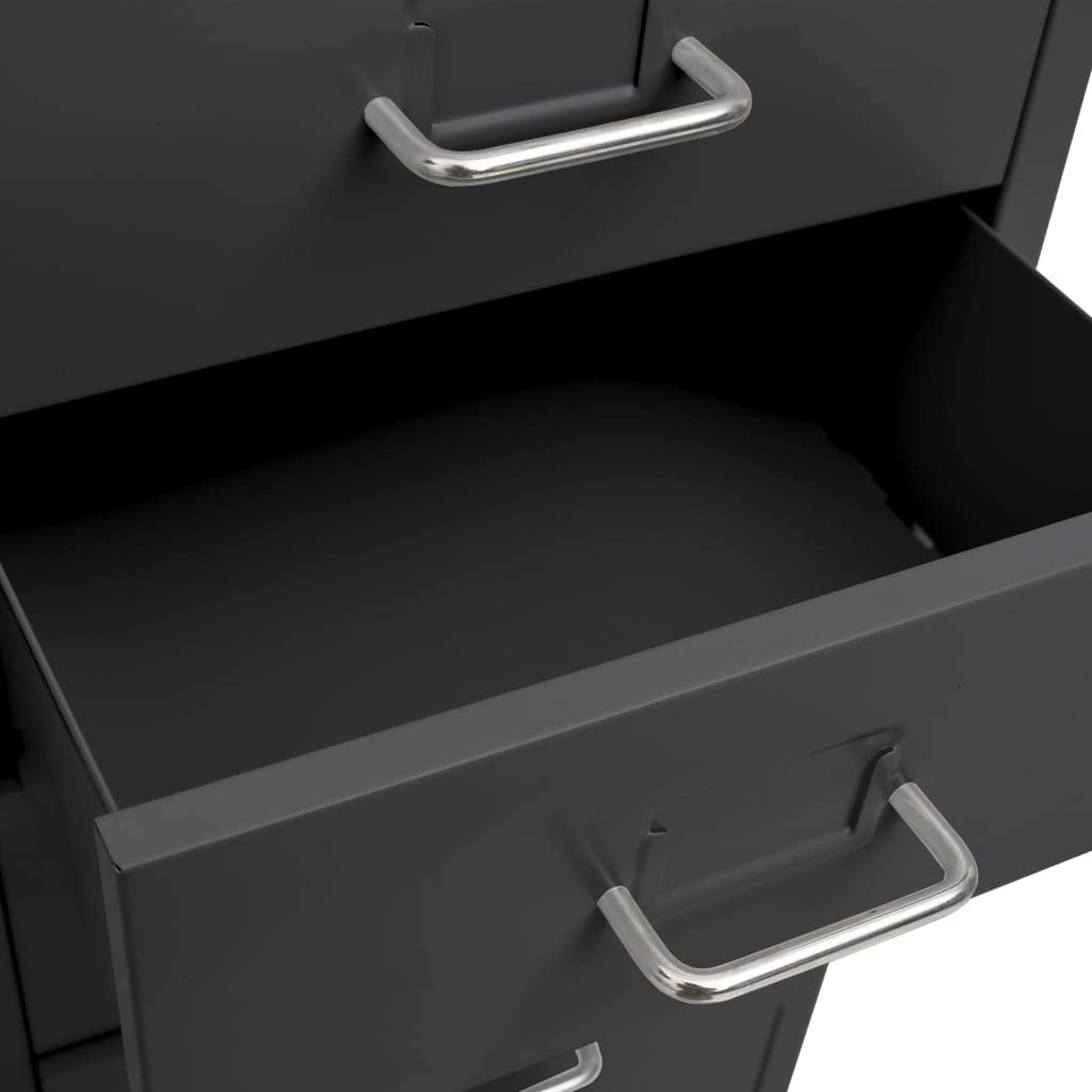 Schedario Mobile Antracite 28x41x109 cm in Metallo-Cassettiera,Mobiletto da Ufficio con Serratura,Regolabile per Cartelle Sospese,Superficie Testurizzata,per Ufficio,Studio