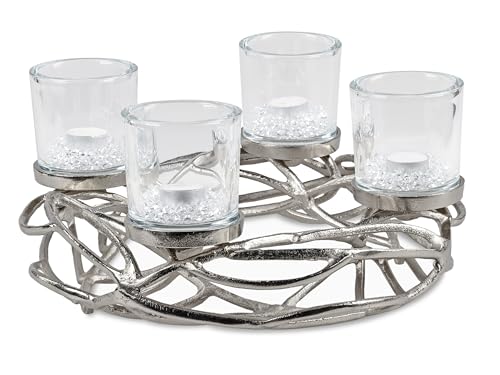Formano Deko-Leuchter Adventskranz aus Alu, 40cm, rund, 1 Stück, Silber,...