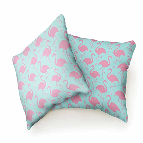 Beabes Throw Pillow Covers Pink Flamingo Standing On One Leg Seamless Pattern Decorative Pillow Cover 2 Sets For Pillows Couch Sofa Bed 18X18 Inch #TOP1