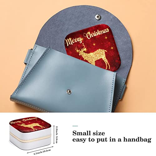 Boîte à bijoux élan et flocon compacte pour ranger bagues et boucles