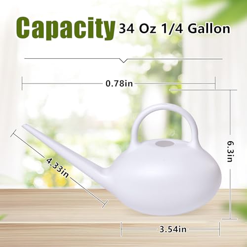 ZXJ Small Plastic Watering Can - 1/4 Gallon - for Home Plant Garden - White - Thumbnail 2