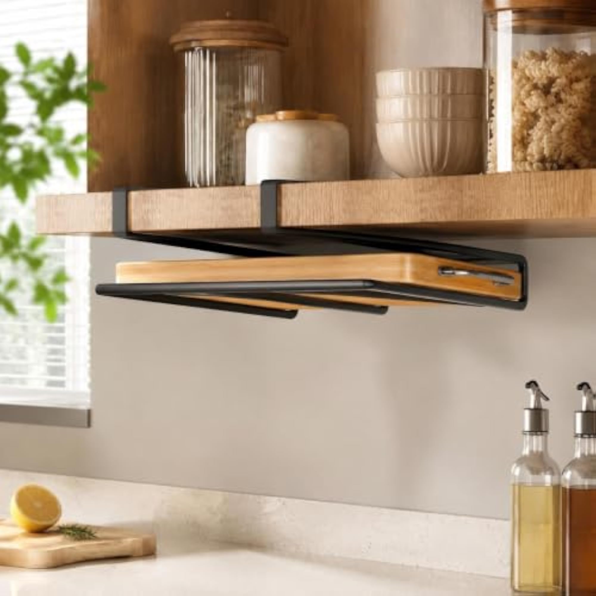 Kitchen Punch-Free Storage Rack, Paper Towel Holder