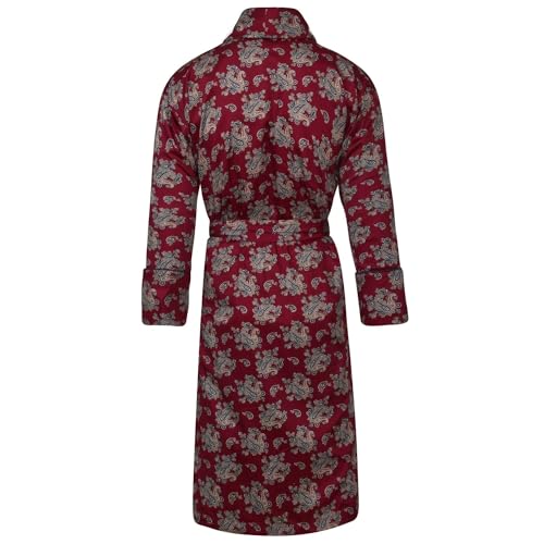 British Lightweight Bathrobe for Women - Gatsby Paisley Wine2