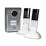  2 Familienhaus Funk Video-Türsprechanlage, Türklingel mit Kamera und Türöffner, 2X Mobilteile