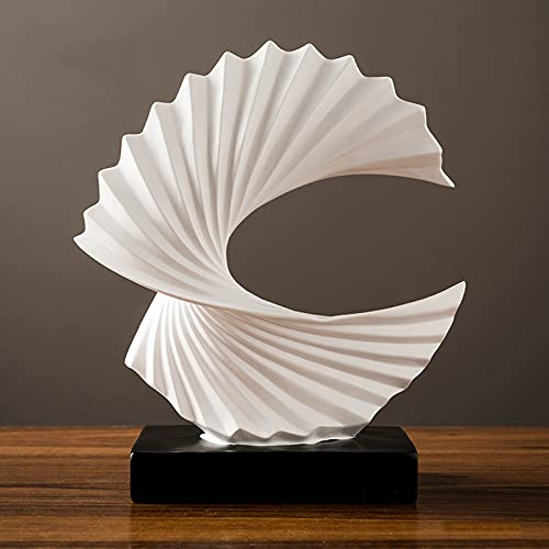 Tauzveok Abstract Sculpture, Modern Decoration in White, Decorative Spiral from Harz 28 cm high for Wohnzimmer, Schlafzimmer, Büro-Desktop, Schränke