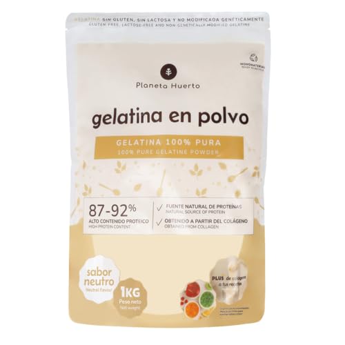 PLANETA HUERTO | Gelatina neutra en polvo 1 kg, Sin sabor, 100% pura y de uso profesional - Gelatina Ideal para repostería, postres, cocina creativa y recetas saladas con resultados perfectos