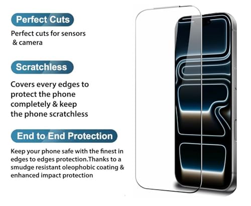Image of HD Tempered Glass Screen Protector Compatible for iPhone 17 PRO with Edge to Edge coverage and Easy Installation kit