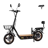 KuKirin Scooter elettrico per adulti, 100 km di autonomia, motore potente, doppio freno a disco, 14' ruote pneumatiche, luce LED, pieghevole, per città, tempo libero e avventura, con cestino e sedile